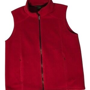 Cabelas Mens Size Large Fleece Full Zip Vest Sleeveless- Polartec - Rust‎ color